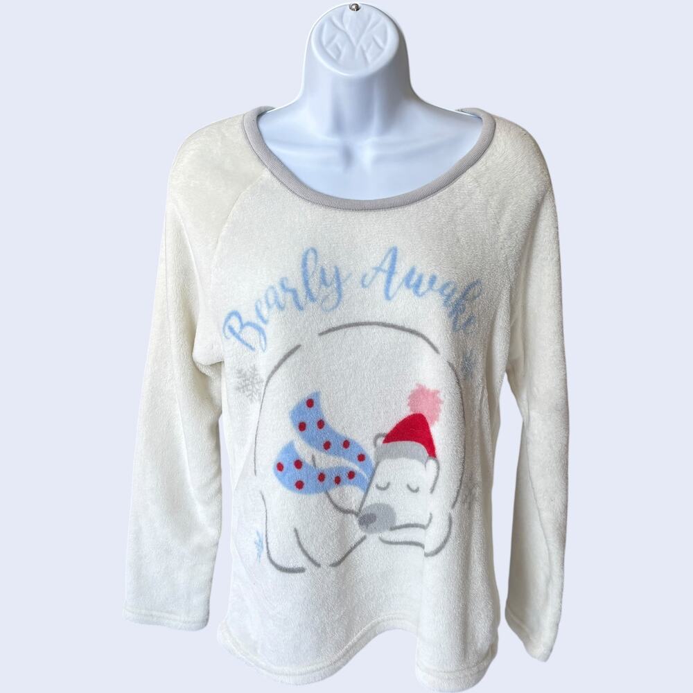 Secret Treasures M Holiday Pajama Top White Relaxed